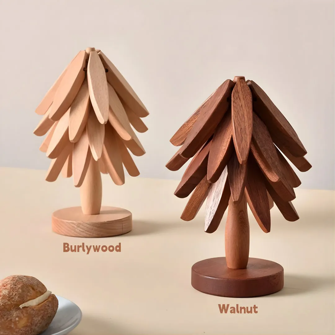 Tree-Shaped Wooden Trivet Set - Image 4