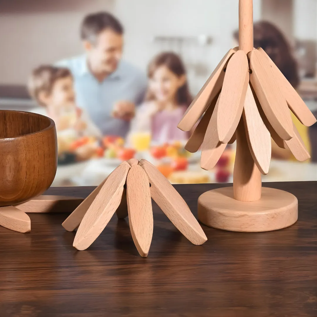Tree-Shaped Wooden Trivet Set - Image 5
